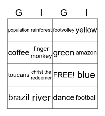 brazil bingo Card