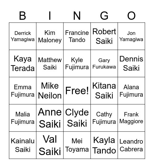 SAIKI BINGO Card