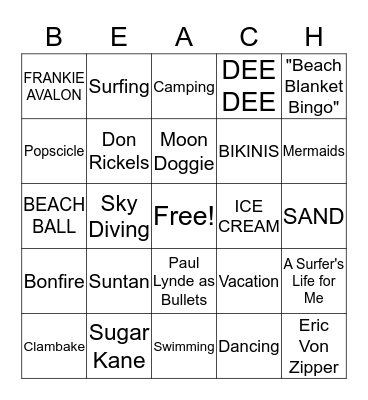 BEACH BLANKET BINGO Card