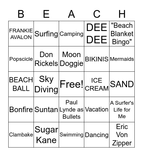 BEACH BLANKET BINGO Card