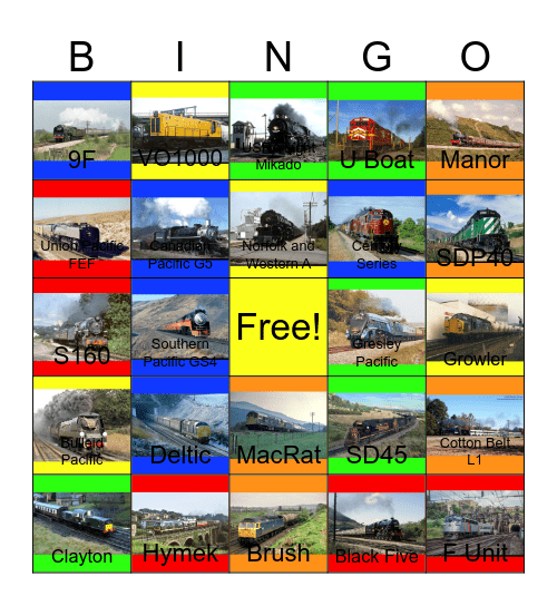 Railways in the 1980's Bingo Card
