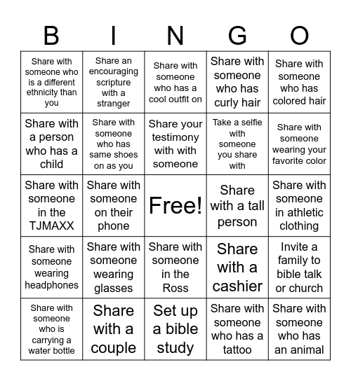 Sharing Bingo Card