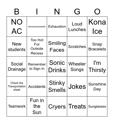 Summer School BINGO 2024 Bingo Card
