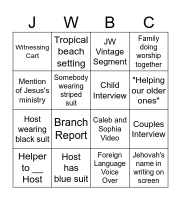 JW Broadcast Bingo Card
