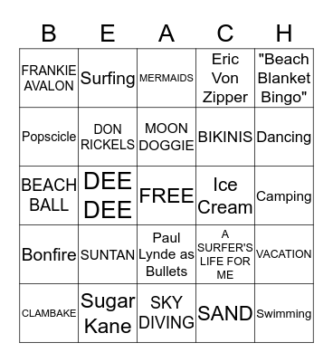 BEACH BLANKET BINGO Card