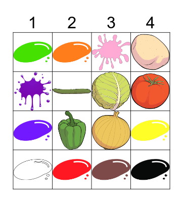 Vegetables and Colors Bingo Card