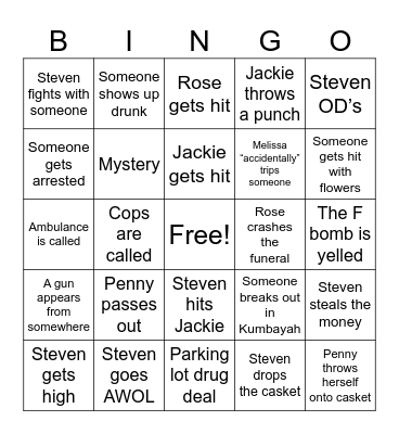 2024 shitshow Bingo Card