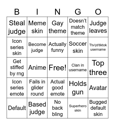 Fashion bingo Card