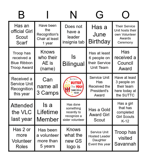 Volunteer  AWARD BINGO - Find a Volunteer Who : Bingo Card