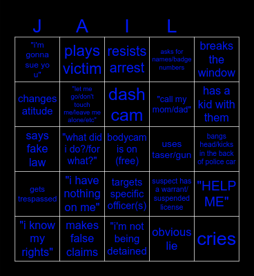 Police Bodycam Bingo Card