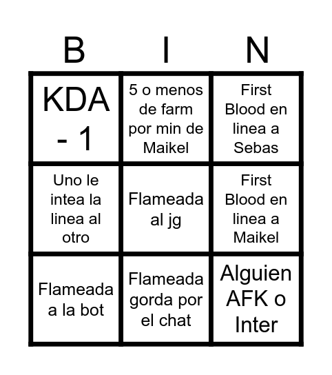 RANKED MAIKEL SEBAS Bingo Card