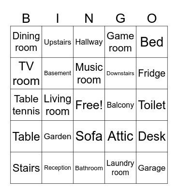 Room in the house Bingo Card