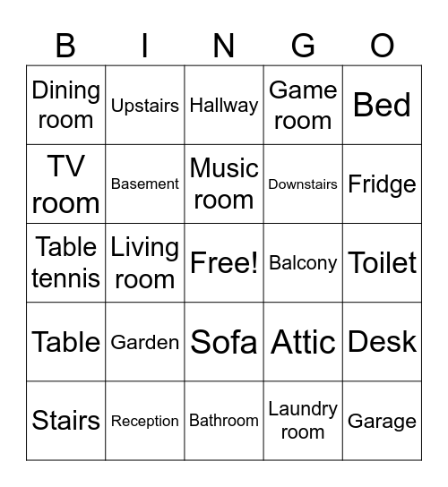 Room in the house Bingo Card