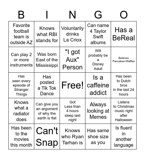 Icebreaker Bingo Malibu 2024 Bingo Card
