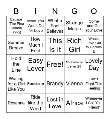 80 Bingo Card