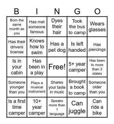 People Bingo Card