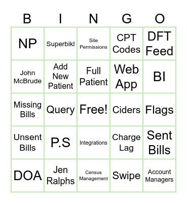 Back to Basics Bingo Card