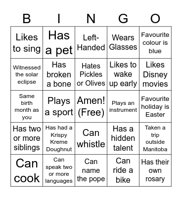 Camp Agape Bingo! Bingo Card