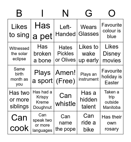 Camp Agape Bingo! Bingo Card