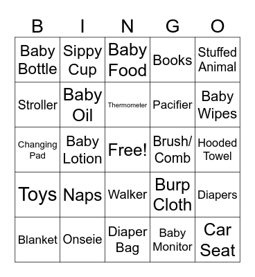 Baby Bingo Card