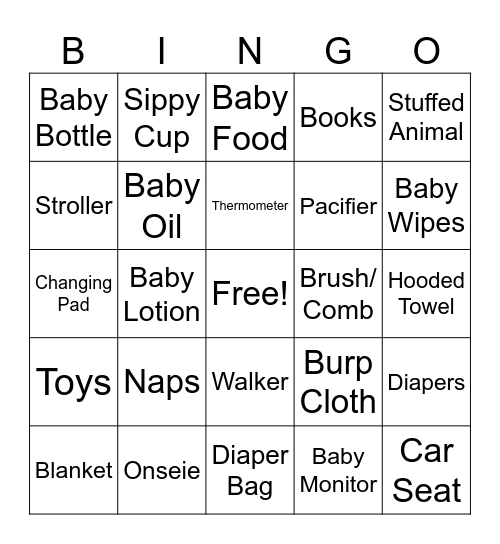 Baby Bingo Card