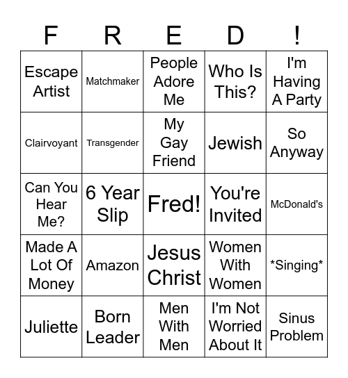 FRED-O Bingo Card