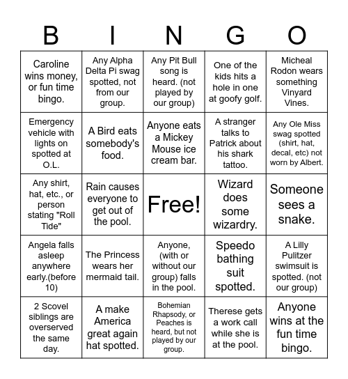 Orange Lake Bingo 2024 Bingo Card
