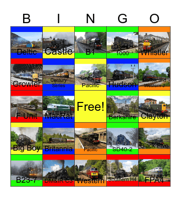 Great Railways Bingo Card