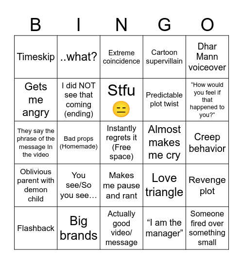 Dhar Mann Bingo Card