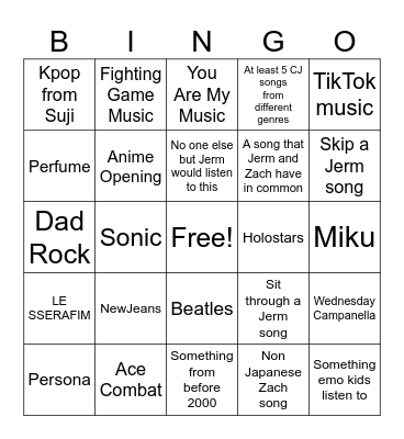 Fella Blend Bingo Card