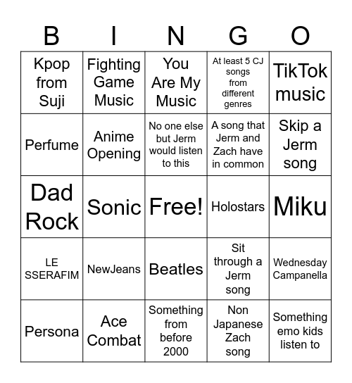 Fella Blend Bingo Card