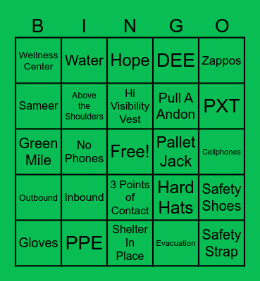 Summer of Safety Bingo Card