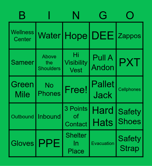 Summer of Safety Bingo Card