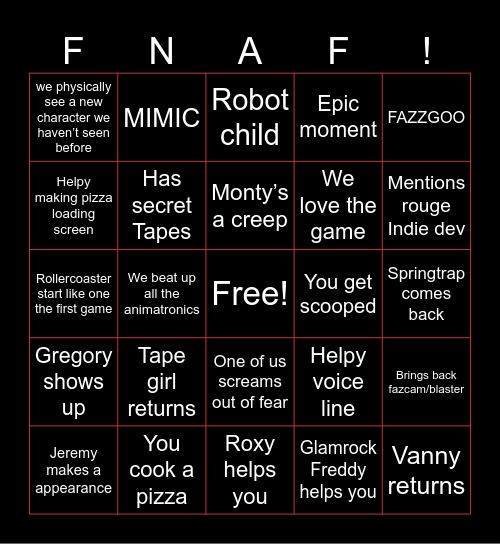 Help wanted 2 Bingo Card