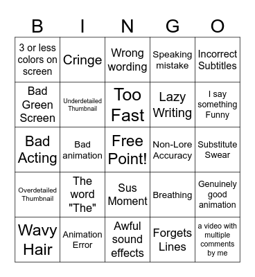 My Video Bingo Card