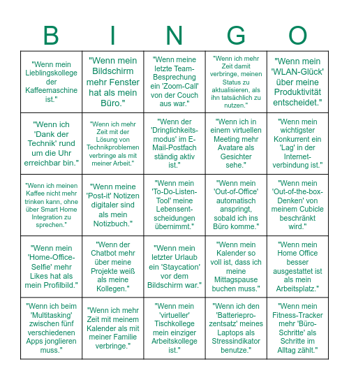 Stress lass nach! Bingo Card