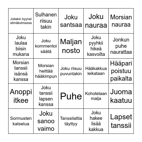 Hääbingo Card