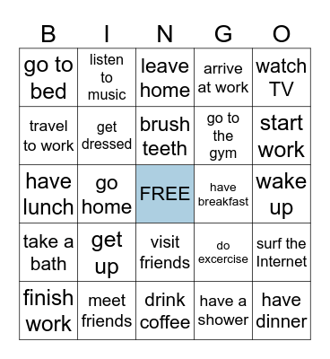 Daily routine Bingo Card