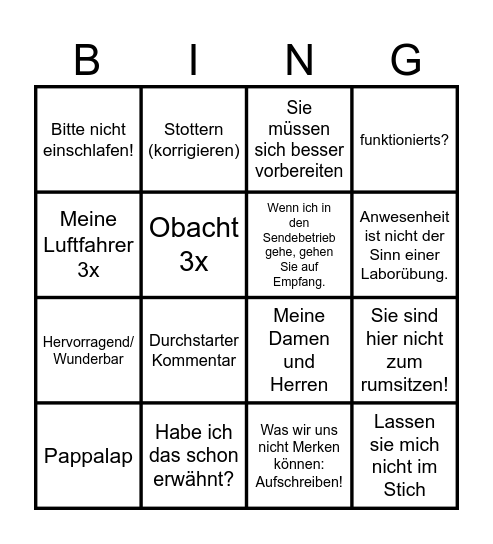 E-Technik Bingo Card