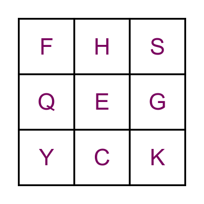 MR Q'S ALPHABET BINGO Card