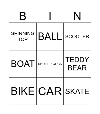 TOYS Bingo Card