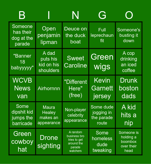 Banner 18 Parade Bingo Card
