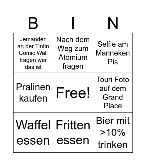 Bruxelles ya salam Bingo Card