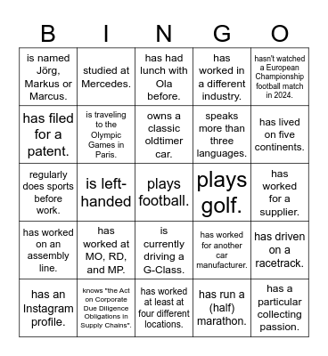 Find a person who, ... Bingo Card