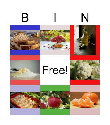 5 food group Bingo Card