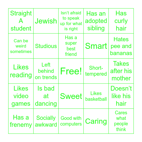 Kyle Broflovski Bingo Card Bingo Card