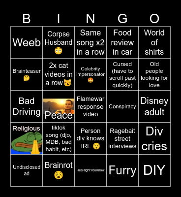 DivTok BINGO Card