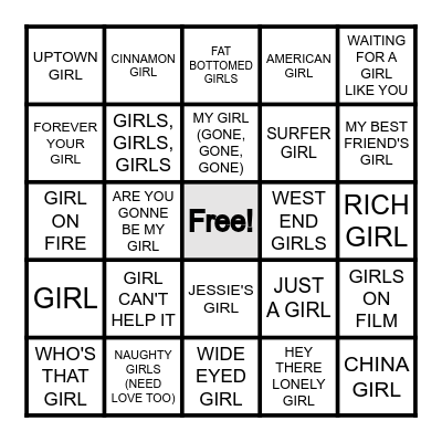 GIRLS Bingo Card