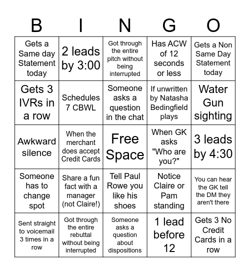Statement Seekers Bingo Card