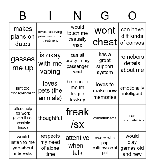 scrib type Bingo Card